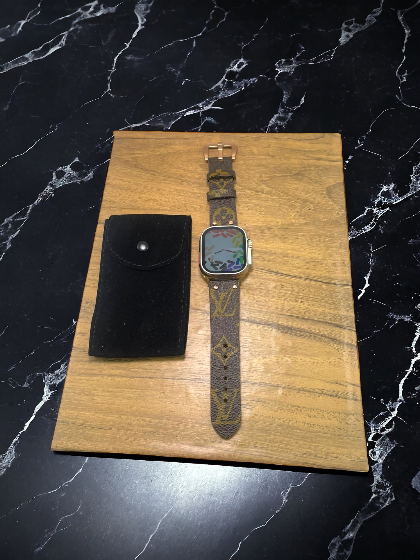 Custom Lv Apple Watch Band RoseGold